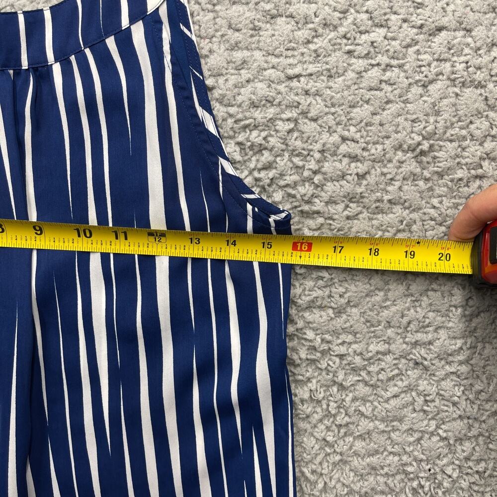 Banana Republic Blouse Top Womens 4 Blue White Striped Sleeveless Keyhole Back - Picture 3 of 7